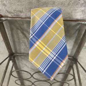 Cape Cod Neckwear Men’s Necktie plaid preppy 56” X 3.25” Silk blue/yellow